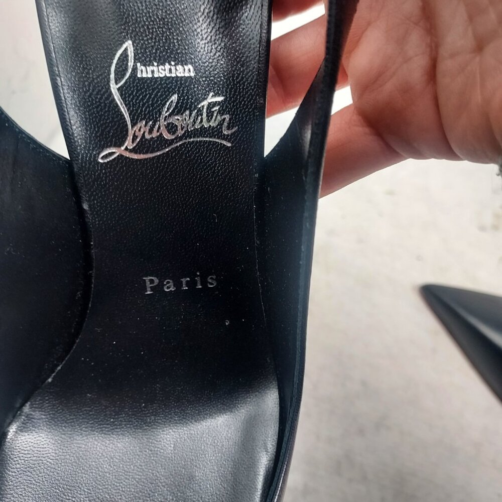 Christian Louboutin Black Strappy Condora Leather Heel Shoe - Picture 5 of 13